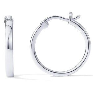 14K White Gold Plated 925 Sterling Silver Post Lightweight Hoops